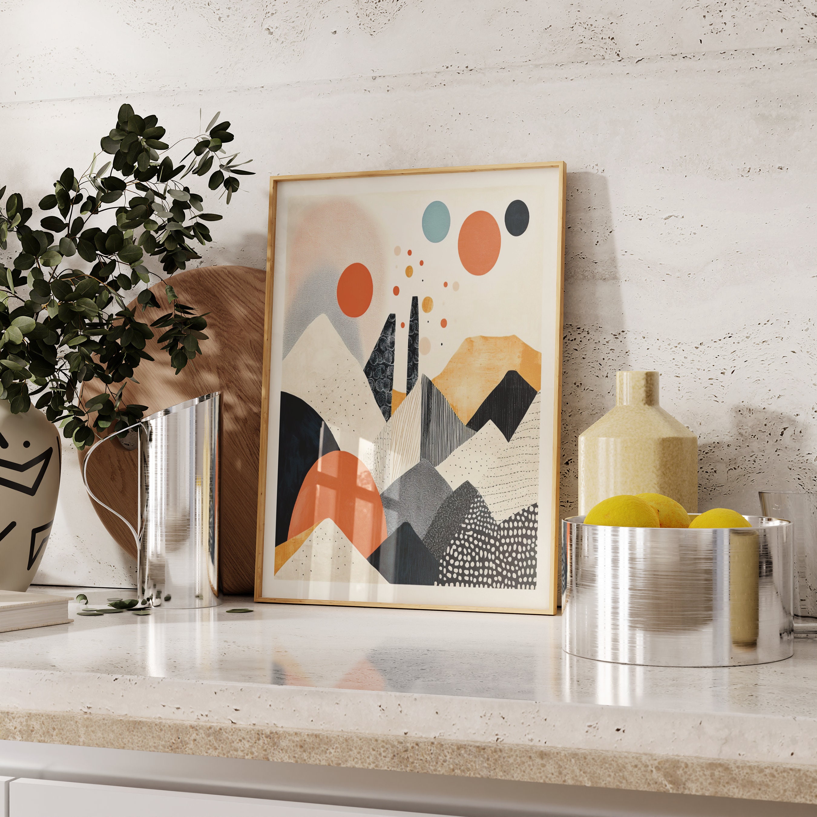 Japandi Wall Art, Narrow Abstract Digital Print, Maximalist Cool Home — free download