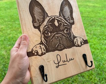 Personalized French Bulldog Leash Holder for Walls-French Bulldog Gifts for Girls-Gift for French Bulldog lovers-French Bulldog home decor.