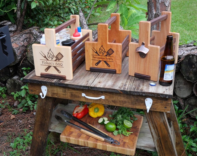 Personalized BBQ Caddy-Father's Day Gifts-Gift for Dad Birthday-Gifts for Grill Lovers-Gifts for Husband-Grills Accessories-Gift for Chef