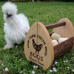 Wooden Personalized Egg Basket-Garden Basket- Farmhouse Egg Holder-Vegetable Basket-Gift for Chicken Lovers-Chicken Coop Accessories Custom.