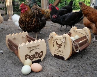 Personalized Egg Basket for Coop-Gift for Chicken Lovers-Chicken Coop Accessories-Custom Engraved Eggs Basket-Modern Chicken Coop Basket