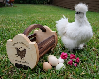 Personalized Rustic Chicken Egg Basket Made From Solid Wood-Gift for Mother's Day-Produce Basket-Handmade Egg Basket for Coop-Garden Basket