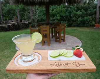 Custom Engraved Cocktail Glass Rimmer Margarita Salting Board-Cocktail Flight Board-Wood Shot Flight Board-Gift for drink Lover-Gift for dad