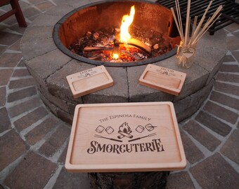 Personalized Smorcuterie Board-Smores Station Tabletop-Charcuterie Board-Smores Bar-farmhouse decor-Family S'more Board-Outdoor Food Tray