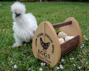 Wooden Personalized Egg Basket-Garden Basket- Farmhouse Egg Holder-Vegetable Basket-Gift for Chicken Lovers-Chicken Coop Accessories Custom.