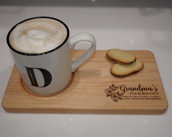 Custom Engraved Tea & Biscuit Boar-Personalised Grandma Tea and Biscuit tray-Birthday Gifts for Mom-Biscuit Tray-Grandpa Tea and Biscuit