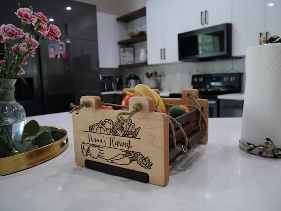 Wood Basket Personalized-Storage Basket-Handcrafted basket-Harvest Basket-Fruit basket-Garden gift -Vegetable basket-Modern Farm House Gift