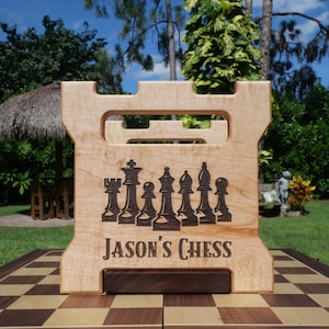 Personalized Chess Storage Box, Handmade Wooden Chess Set Storage, Gift for Chess Player, Gifts for Chess Lover.
