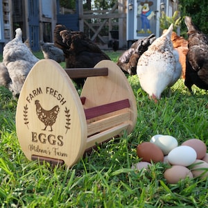 Egg Collection Basket Personalized-Wood chicken egg holder-Rustic Kitchen Decor-Farmhouse Egg Holder-Kitchen Egg Basket-Farm Decoration