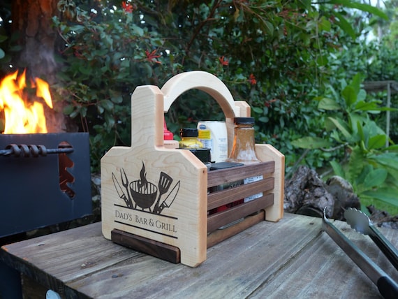 Custom BBQ Caddy-Barbecue Gift for Him-Grill Gift for Guys-Grills Accessories for Man-Custom Engraved BBQ Box-Gift for Grandpa-Fathers Gift.