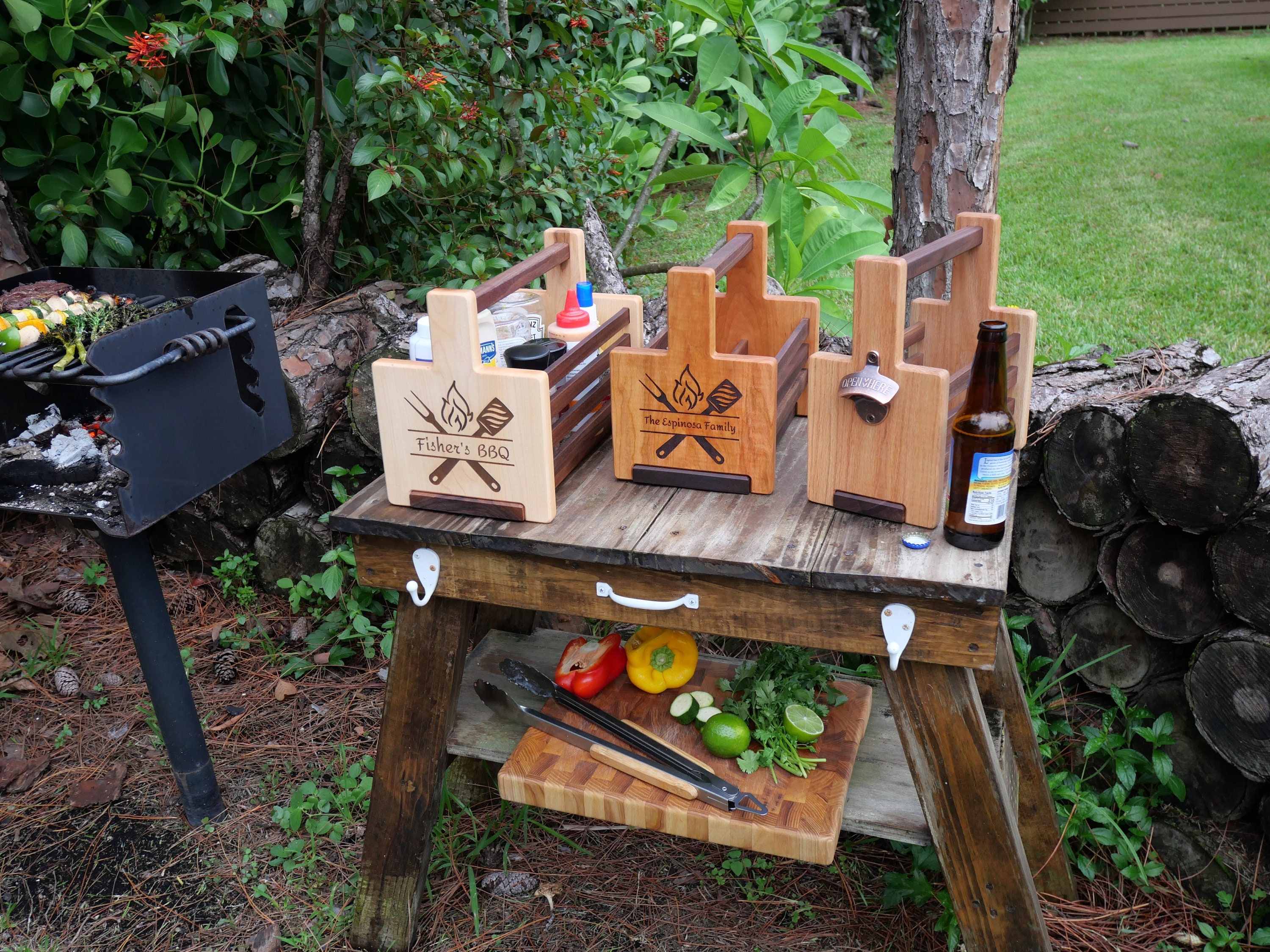 Personalized BBQ Caddy-Father&#39;s Day Gifts-Gift for Dad Birthday-Gifts for Grill Lovers-Gifts for Husband-Grills Accessories-Gift for Chef