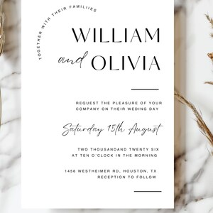 Printable Wedding Invitation with RVSP | Minimalist Wedding Invitation Set | Simple Minimal Invitation | Editable Invitation Template