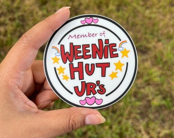 Weenie Hut Jr. Club Member, 3x3 Sticker, bob sponge, 90s kids