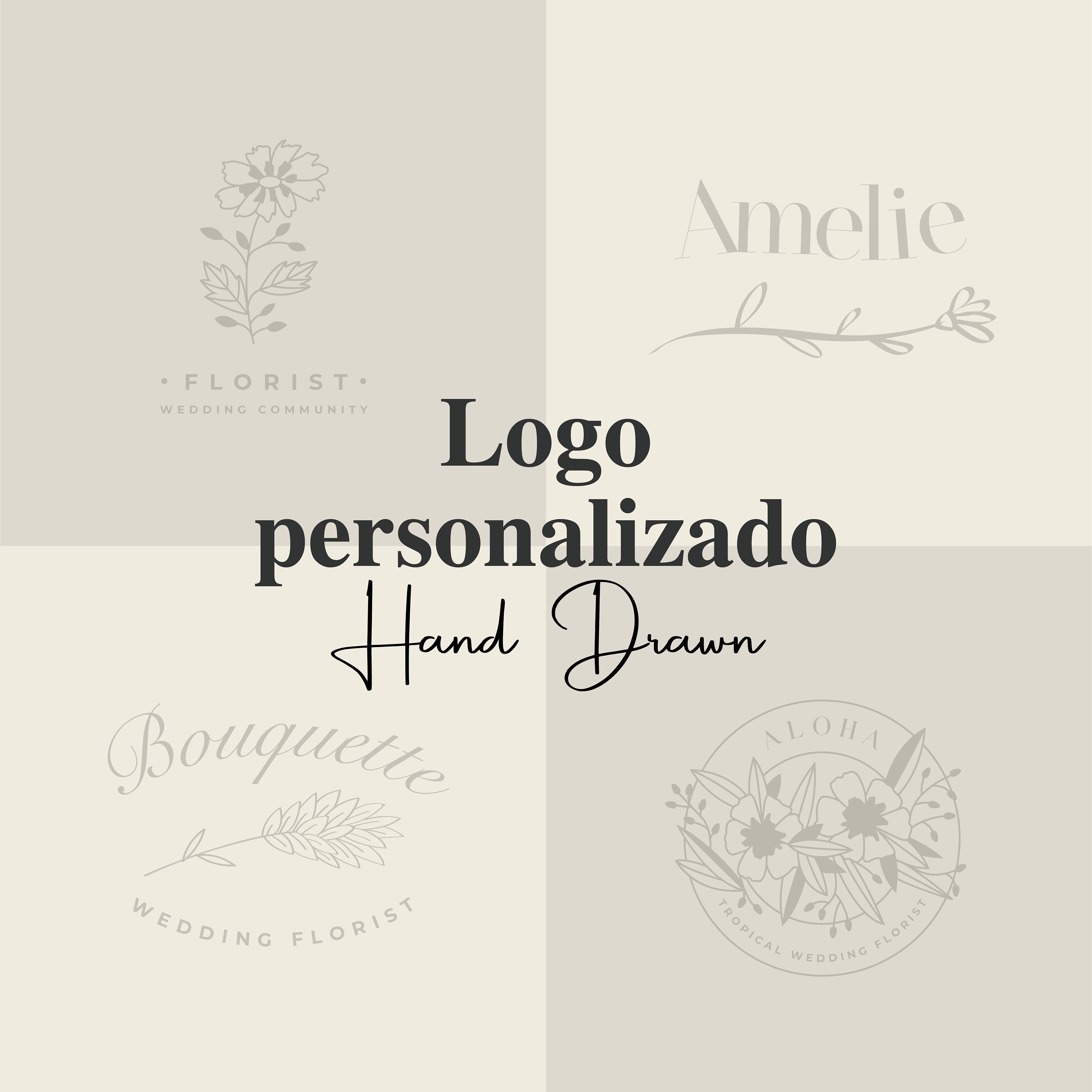 Custom hand drawn logo, logo design, business logo design, botanical logo, jewelry logo, modern logo