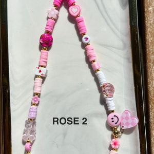 Bijoux de téléphone en perles heishi couleurs au choix personnalisables ROSE 2