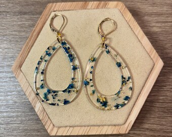 Boucles d'oreilles en résine ovale couleurs au choix