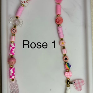 Bijoux de téléphone en perles heishi couleurs au choix personnalisables ROSE 1