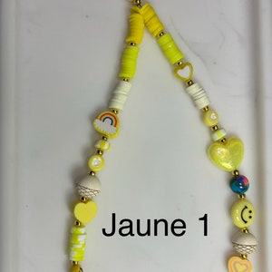 Bijoux de téléphone en perles heishi couleurs au choix personnalisables JAUNE 1