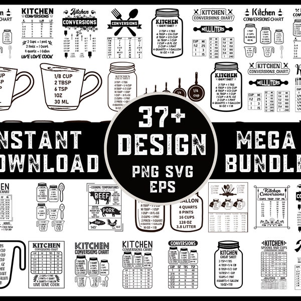 Kitchen Conversion Chart Svg | Kitchen Chart Svg | Kitchen Measurements Svg | Kitchen Svg | Kitchen Png |Kitchen Cheat Sheet Svg|Cooking Svg