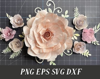 Giant Paper Flower Templates,Giant Paper Flowers template SVG- Diy paper flowers template- Printable Templates