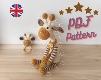 PATTERN: Plush Gemma the Giraffe pattern - amigurumi chunky giraffe pattern - bulky yarn giraffe pattern - PDF crochet pattern