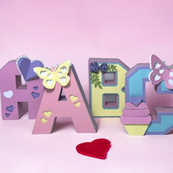 Lettres de l'alphabet 3D A-Z 0-9 modèle découpé SVG, lettres 3D pour Cricut, camée silhouette, machine de découpe laser