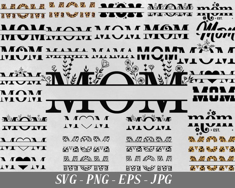 Mom SVG, Mother svg, Mother's Day SVG, mom split name frame svg, mum svg, mom cut file, mom outline, mom png, cricut silhouette svg cut file image 1