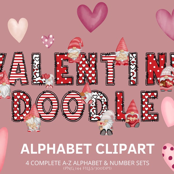 Valentijnsdag Alfabet PNG, Valentijn Clipart Png, Valentijnsdag Doodle, Doodle Alpha Bundel, doodle lettertype png, Doodle Letters PNG Bundel