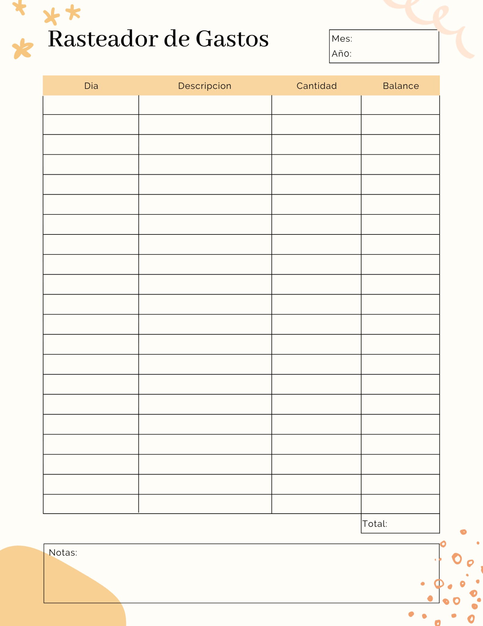 Rastreador De Gastos, Template Expense Tracker, Spanish, Printable ...