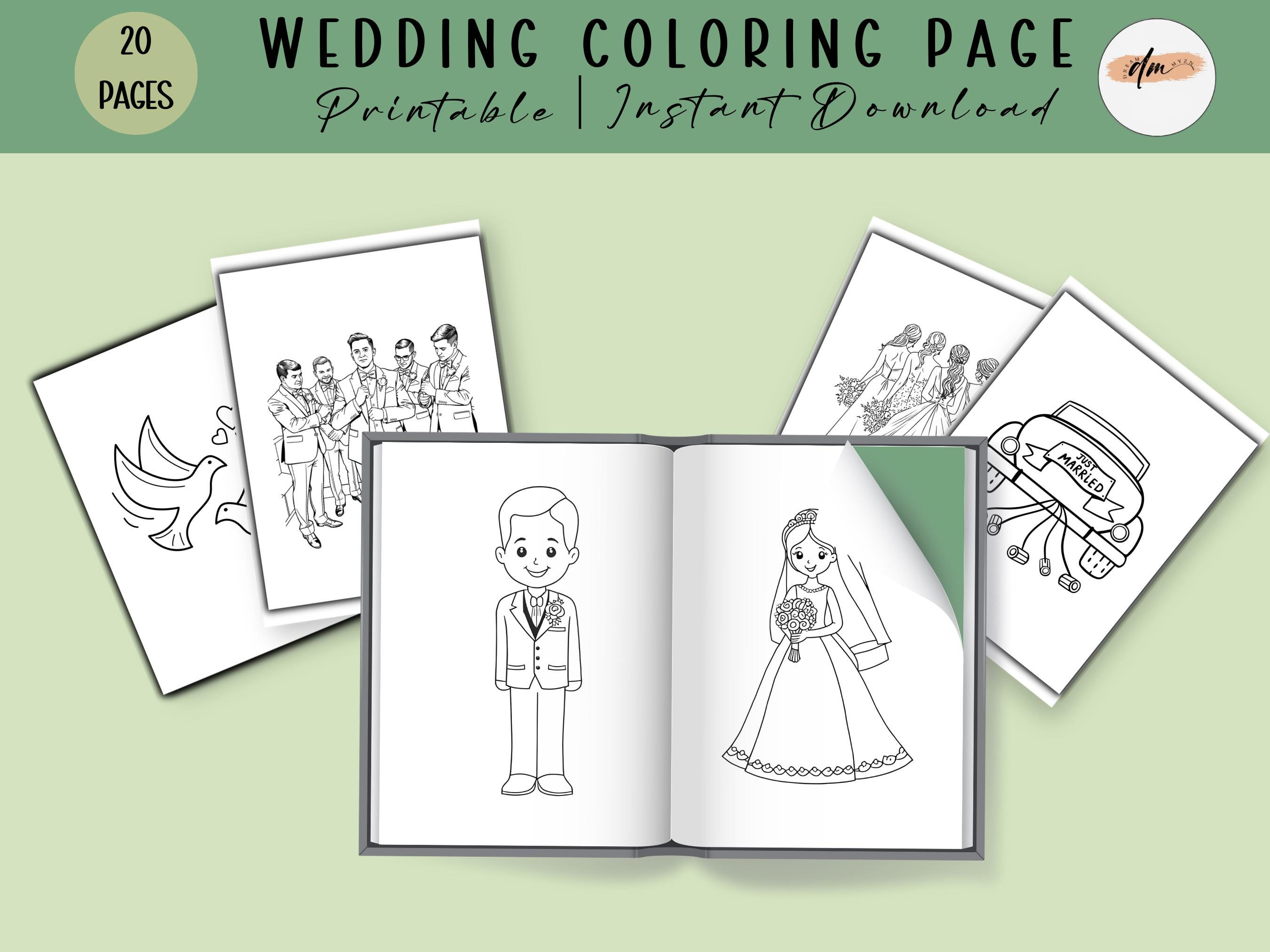 Wedding Reception Activity Kit Coloring Pages Table Games Reception ...