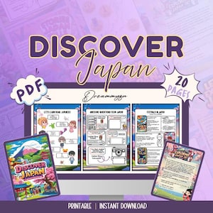 All About Japan Printable Activity Book for Kids Educational Cultural Workbook Japan Learning Unit Geography, Language, Food & Folktales