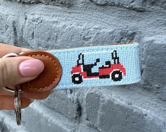Golfing Needle Point Key Chain / Gift for Golf Lover / Golf Lover Gift