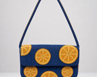Beaded Aperol Inspired Shoulder Bag | Beaded Orange Summer Shoulder Purse