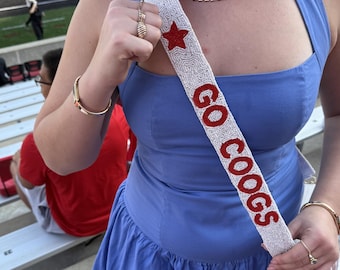 University Of Houston Beaded Purse Strap | Go Coogs White Game Day Accessory