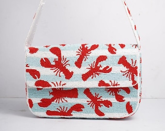 Beaded Lobster Shoulder Bag | Handmade Summer Purse