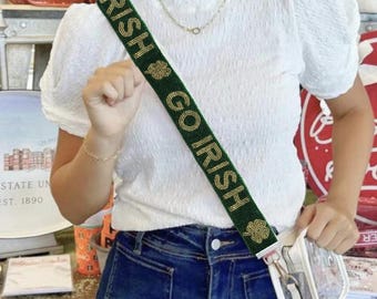 Correa para bolso con cuentas de la Universidad de Notre Dame / Correa para bolso Go Irish
