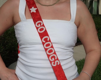 University Of Houston Beaded Purse Strap | Go Coogs Red Beaded Purse Strap
