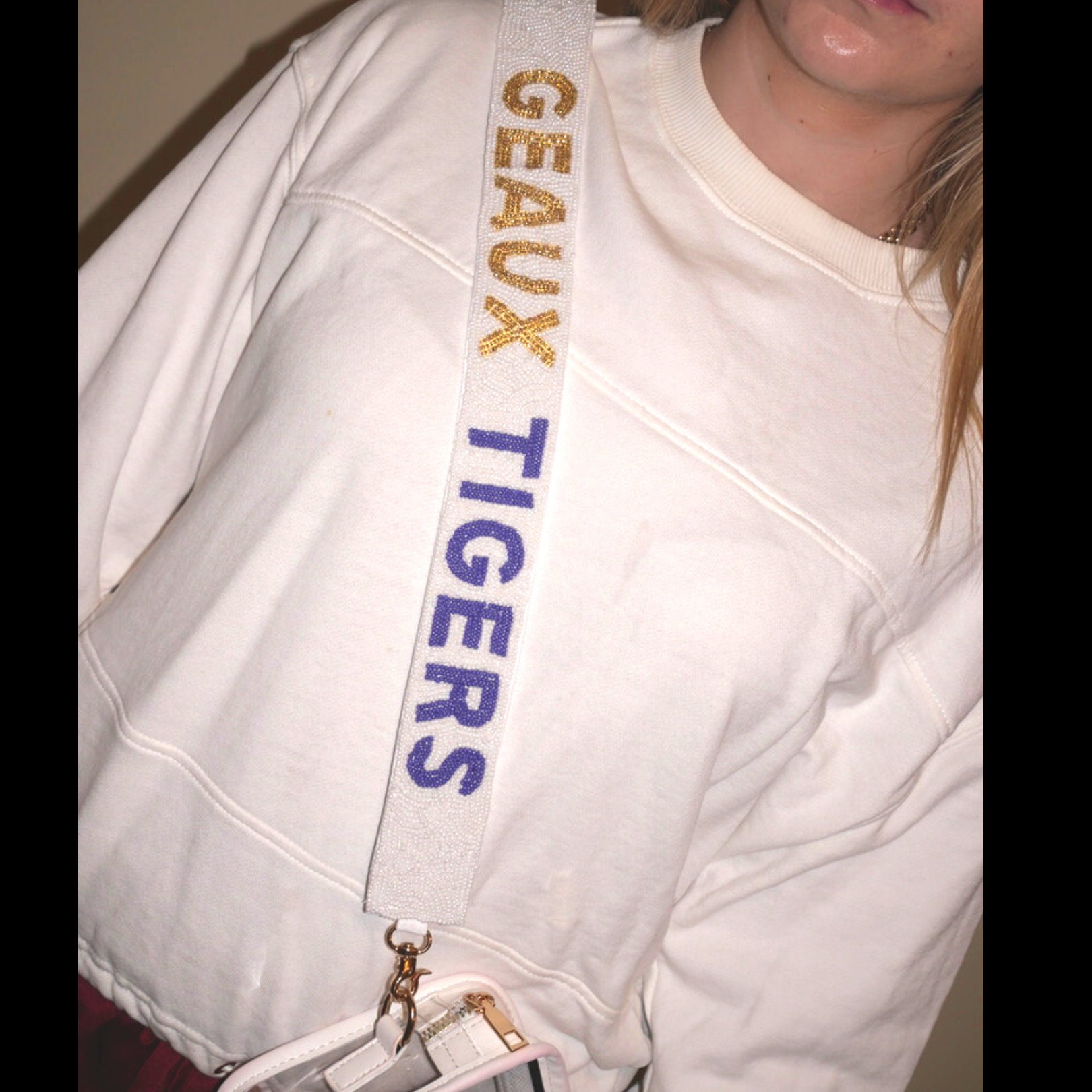 GEAUX TIGERS LSU Tigers Beaded Purse Strap, College Game Day, Geaux