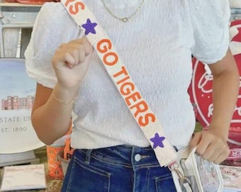 Clemson Beaded Purse Strap | Go Tigers Beaded Purse Strap