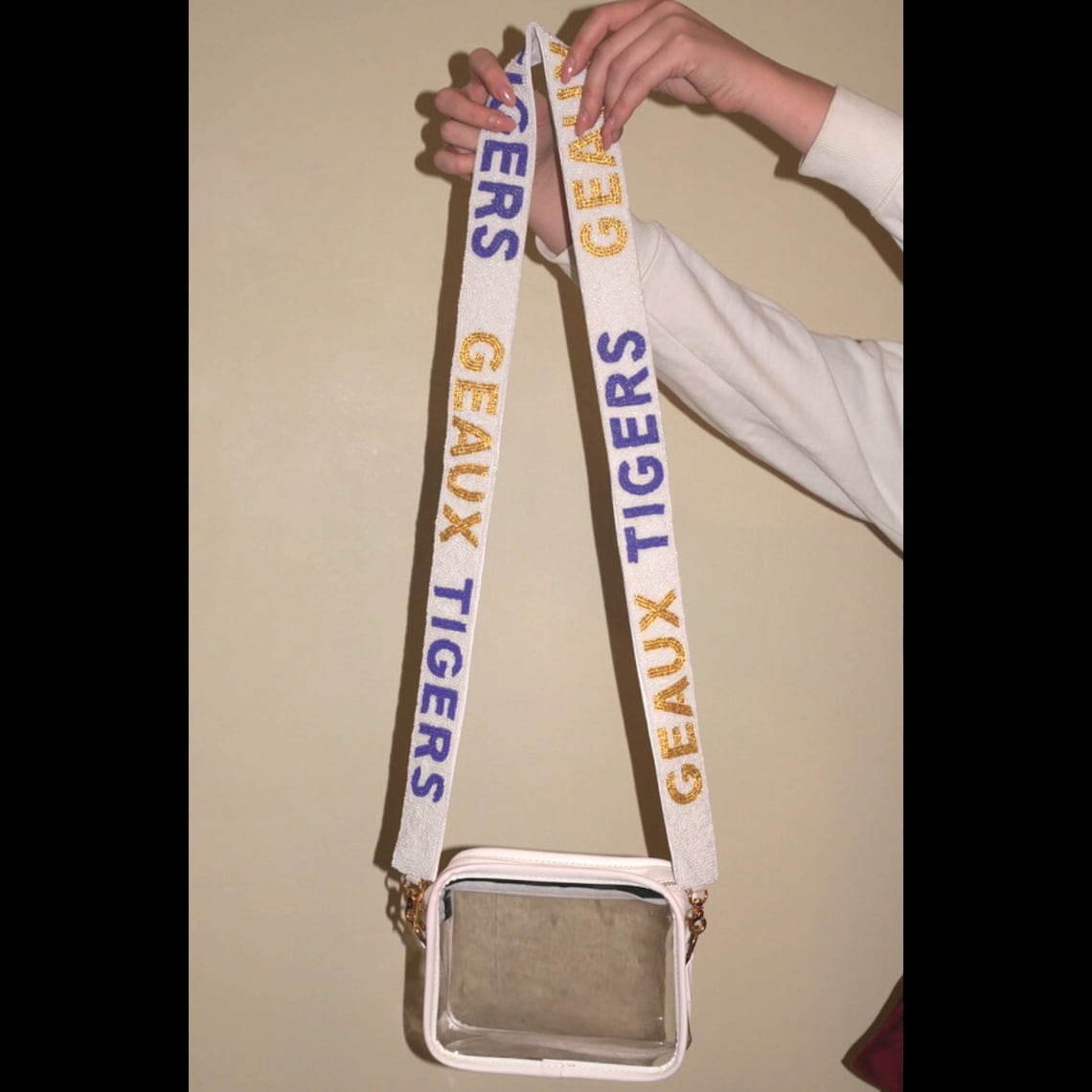 GEAUX TIGERS LSU Tigers Beaded Purse Strap, College Game Day, Geaux