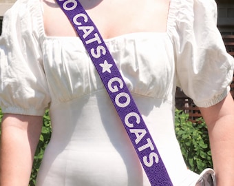 Northwestern Beaded Purse Strap | Go Cats Beaded Purse Strap