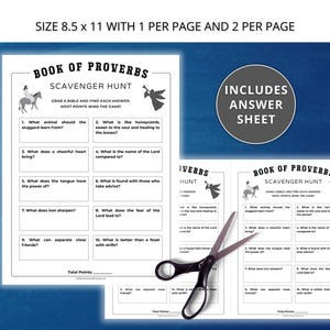 Proverbs Games Book of Proverbs Scavenger Hunt Game – Printable Bible Study Games ...