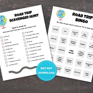 Road Trip Games for Kids, Scavenger Hunt, Bingo, Car Trip Games, Travel Games, Car Ride Games