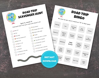 Road Trip Games for Kids, Scavenger Hunt, Bingo, Car Trip Games, Travel Games, Car Ride Games