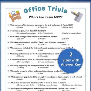 Office Trivia Game – Printable Team Building Game for Staff Meetings and Office Parties - Ice Breaker Game for new Employees, Office Party