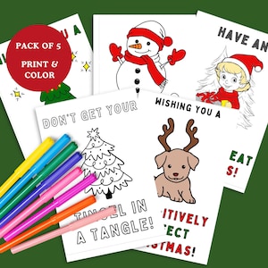 Kerstkleurkaarten, downloadbare doe-het-zelfknutsels, zelfgemaakte kaarten, kerstkleuractiviteit, kleurknutsels voor kinderen, kleurplaat