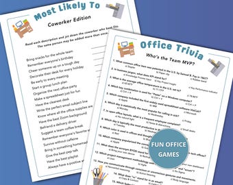 Office Team Building Games Bundle, Office Trivia Game & Most Likely To Conversation Starter, Staff Meeting Activity, New Employee Icebreaker