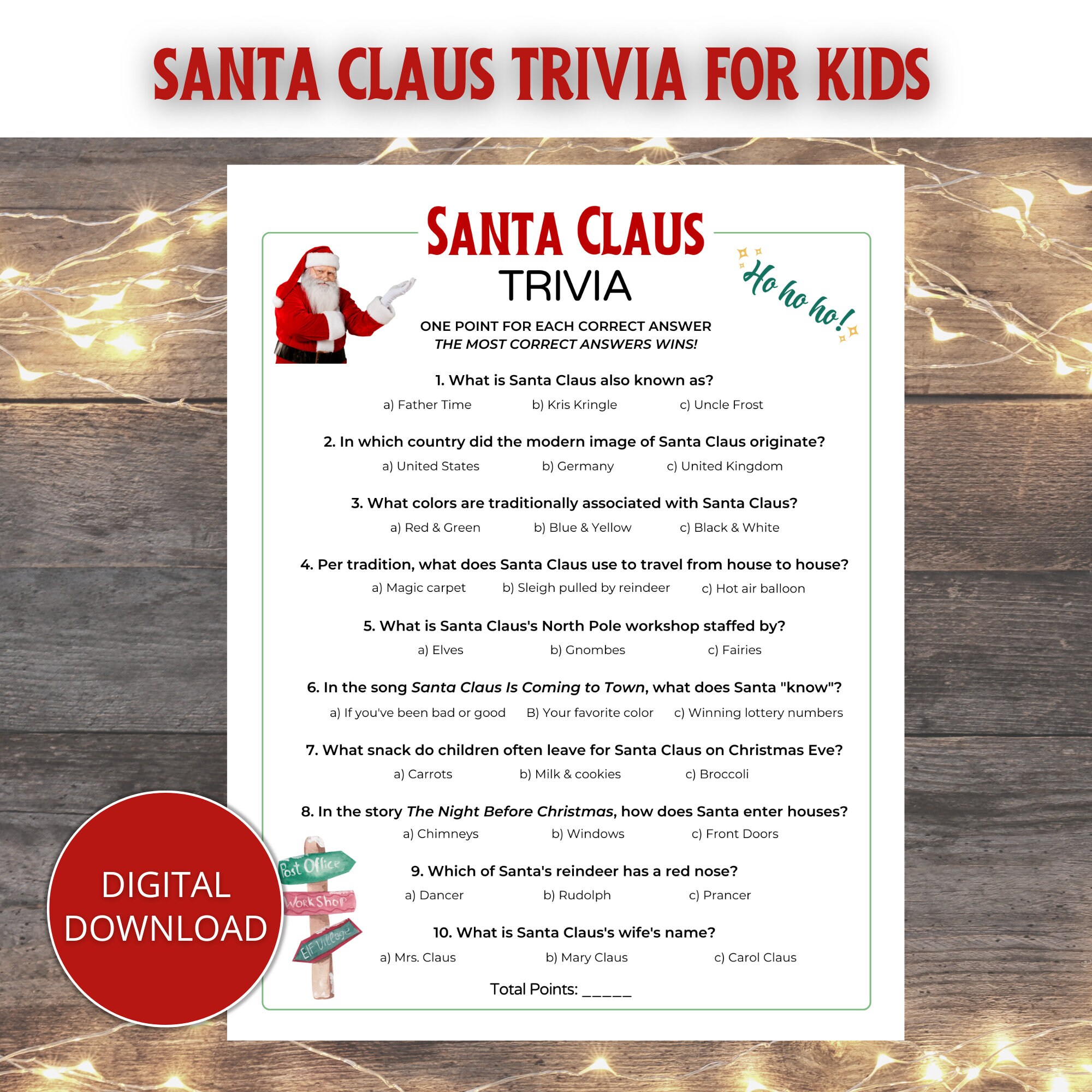Santa Claus Trivia Game Fun for All Ages - Etsy