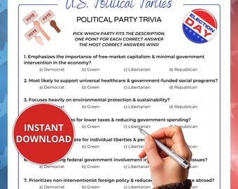 American Politics Trivia Game; 250th Anniversary; Inauguration Game; Homeschool; Family Reunion Game; Kids Activity; President Game