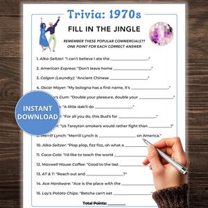 1975 Trivia Game, Fill in the Blank Trivia, Born in 1975, 50 Year Reunion Game, 50th Birthday, 1970s Trivia, Class of 1975, 50th Anniversary